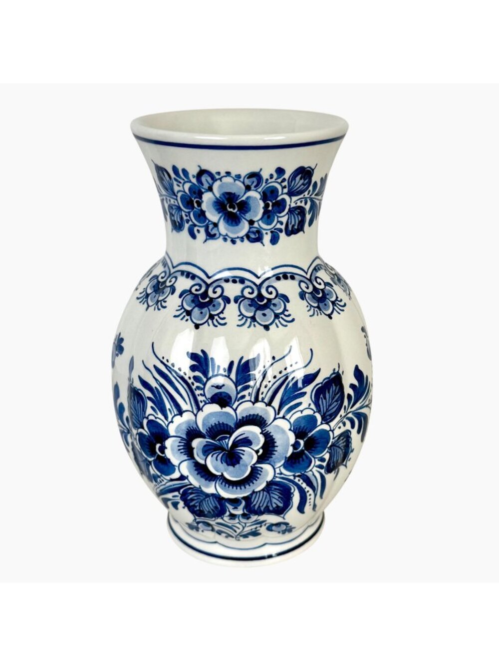 Vintage Delft Blue Vase Hand Painted Ceramic 7.5" Dutch Delftware Holland Mark